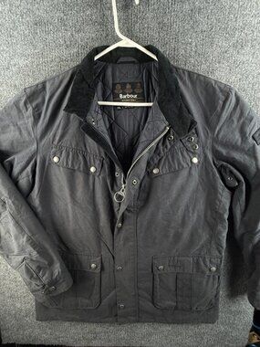 Barbour International Duke TR Waxed Jacket Women Full Zip 2XL Blue Insulated